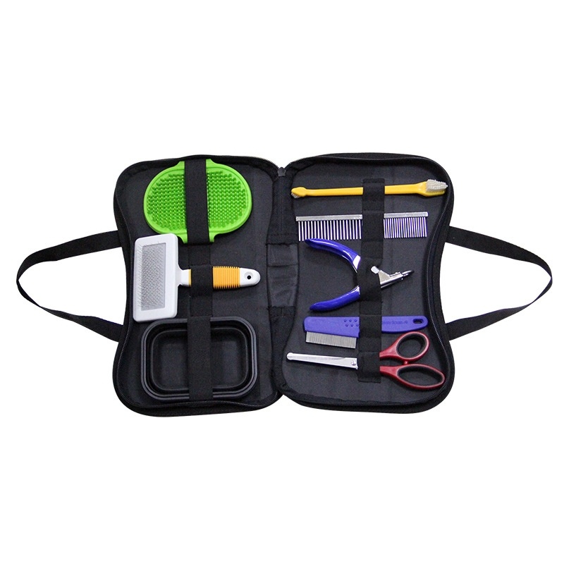 Pet grooming tool set, full view